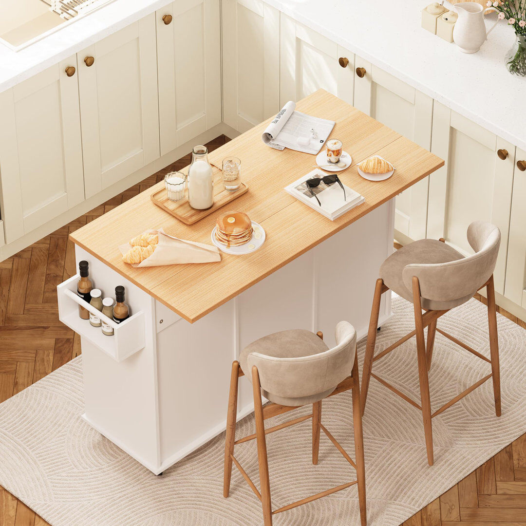 August Grove 47 cm W Kitchen Island with White 34cm H X 47cm W X 15cm D