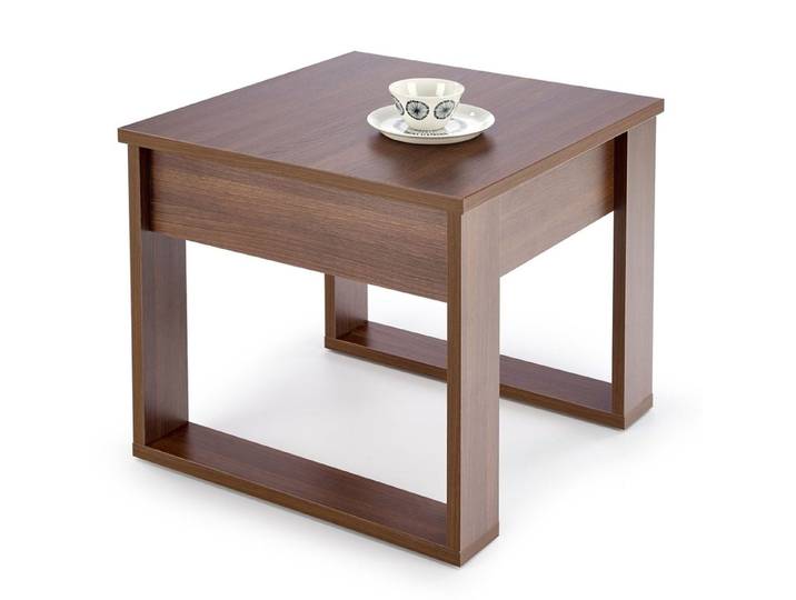 Feldmann-Wohnen Couchtisch Nea (quadratische Tischplatte 60x60cm, 1-St., moderner Optik, quadratische Tischplatte, Gestell aus MDF), 60x60x52cm Nussbaum mit Schubladen