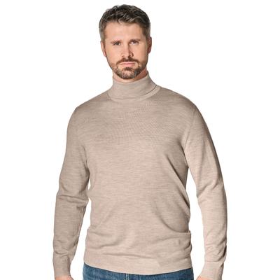 Rollkragenpullover VENTI "VENTI Rollkragenpullover uni", Herren, Gr. XXL, beige, 100% Wolle, Pullover Rollkragenpullover