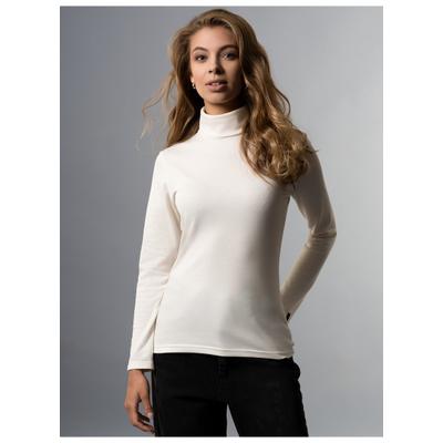 Rollkragenshirt TRIGEMA "TRIGEMA Rollkragenshirt", Damen, Gr. S, beige (natur), Feinstrick, 95% Baumwolle, 5% Elasthan, Basic, normal, ohne Ausschnitt, Shirts