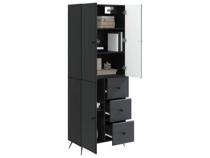 KTHLBRH Schrank-Set 2 Stück Schwarz Holz Engineered Für Garten und Innenbereich, vielseitiges Design, moderner Stil, einfach zu kombinieren