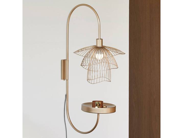 Forestier Designer Wandleuchte Papillon XS, creme / amber, für Wohn- / Esszimmer, Metall, Design