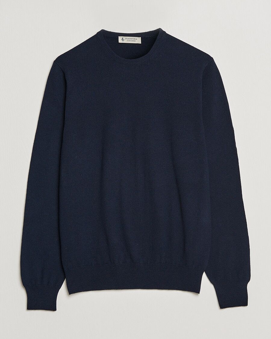 Piacenza Cashmere Cashmere Crew Neck Sweater Navy men 50 Blå