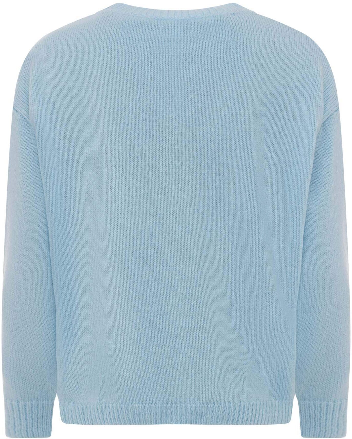 Strickpullover ZWILLINGSHERZ "Lets Go Girls", Damen, blau (hellblau), Grobstrick, Obermaterial: 56% Polyacryl, 28% Polyamid, 8% Wolle, 8% Viskose, Basic hüftbedeckend, Rundhals, Pullover Strickpullover, Rundhals, Statement Schriftzug, One Size, Strick hel