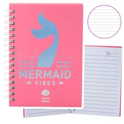 Holografisches Notizbuch mit Meerjungfrauenschwanz, rosa, liniert, A6, 80 Blatt