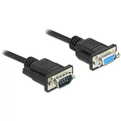 DeLOCK Seriell Kabel RS-232 D-Sub9 Stecker zu Buchse Nullmodem mit schmalem Steckergehäuse 1 m