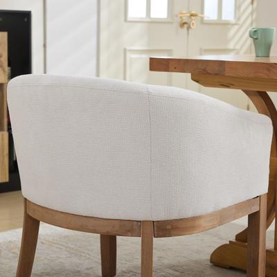 Ostweer Beige Barrel Dining Chair Side Chair Lounge Chair Dressing Chair Kitchen Chair Reception Chair with Wood Legs
