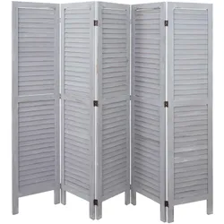 Paravent MCW-G30, Trennwand Sichtschutz Raumteiler, Shabby-Look 170x200cm ~ grau
