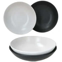 4er Set Suppenteller Nero Bianco weiß & schwarz