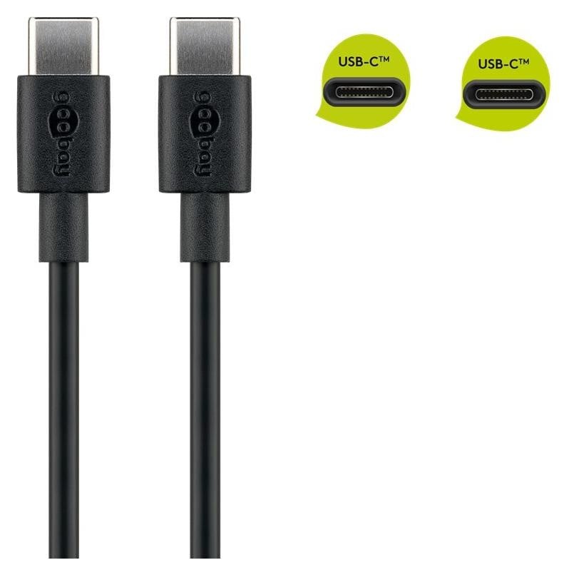Goobay USB-C oplaad- en synchronisatiekabel, zwart, 1 meter