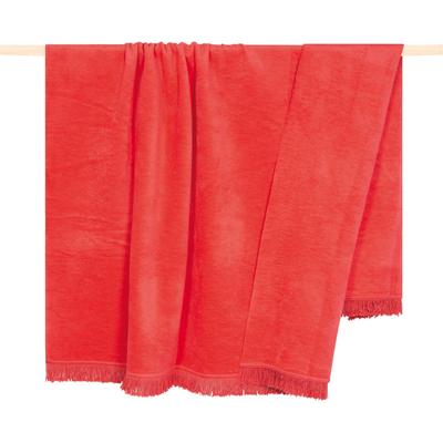 Wohndecke PAD "SYDNEY1", rot (salmon), B:150cm L:200cm, Mischgewebe, Wohndecken, Wohndecke, Bestseller mit Fransen-Design und großer Farbvielfalt