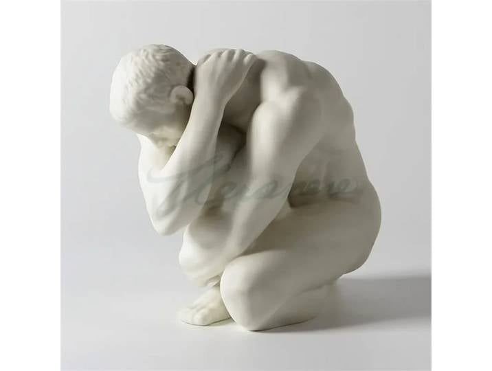 Statue de bureau créative en céramique abstraite, art corporel nu, homme nu en position accroupie, figurine d'intérieur, décoration de chambre, décoration de maison, cadeau d'anniversaire