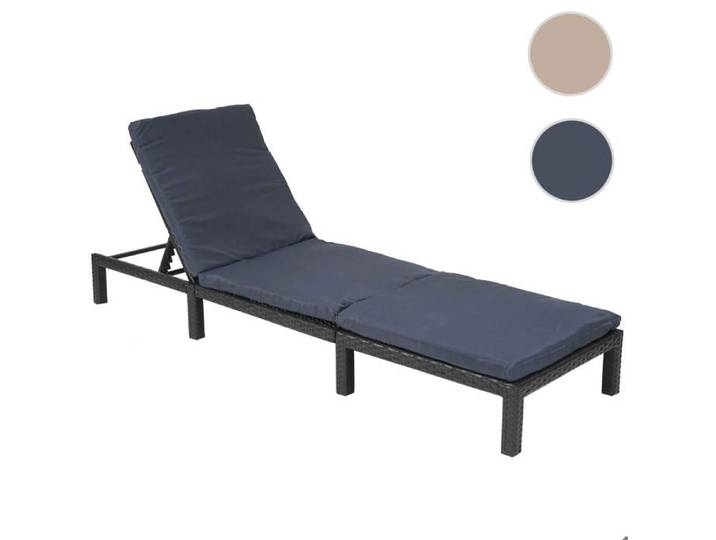 MCW Chaise longue MCW-A51 polyrotin transat de jardin ~ Basic anthracite coussin gris