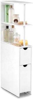 Costway Slim Storage Freestanding Bathroom Cabinet with Open Shelves-White