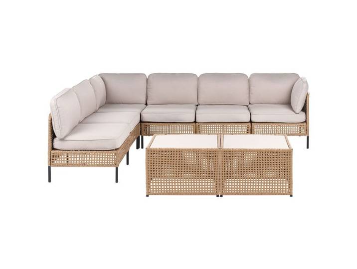 Ensemble de canapés d\'angle de jardin 6 places OMEGANA Beige clair
