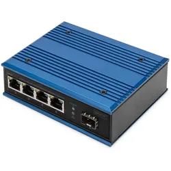 Digitus 4 Port Gigabit Ethernet Netzwerk PoE Switch, Industrial, Unmanaged, 1 SFP Uplink