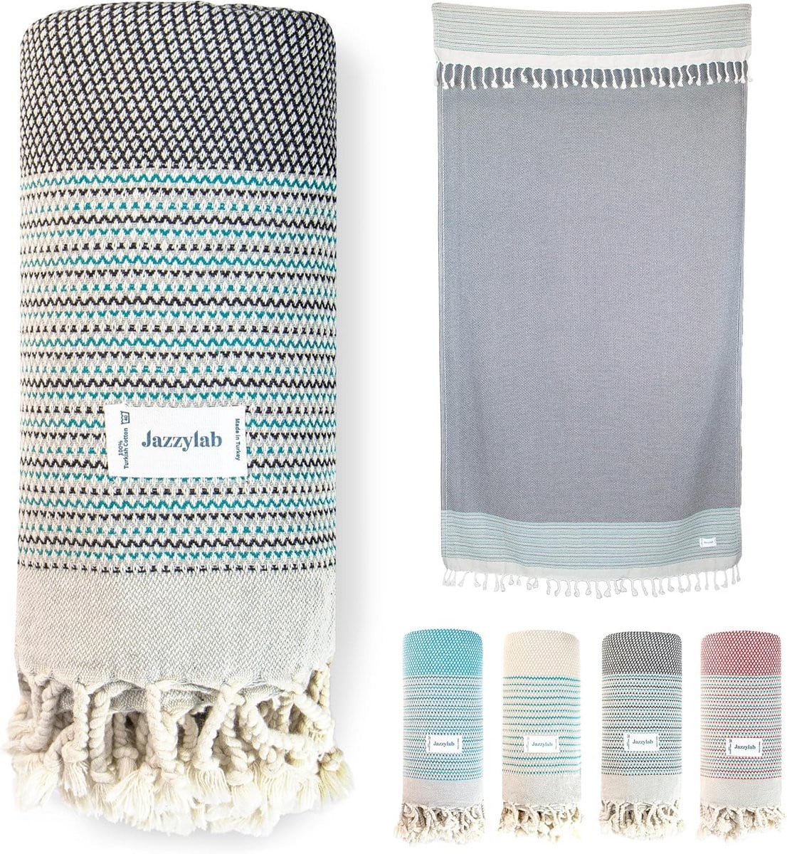 Hamamdoek Pestemal Stranddoek en Saunadoek - Zwart - 90 x 180 cm