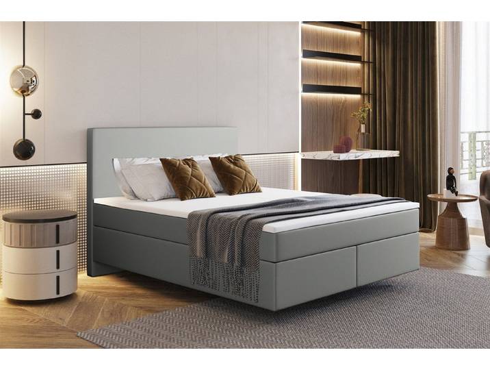 Fun Möbel Boxspringbett Schlafzimmerbett ROCIO Premium Nr.5 (Kunstleder) (Kunstleder Madryt, inkl. Kaltschaumtopper), Scheinbar schwebende Optik