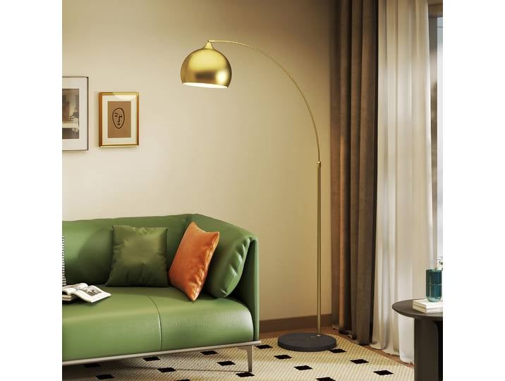 HOMCOM Lampadaire Arc Réglable Style Vintage Noir Gris