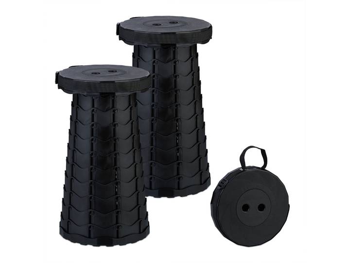 Teleskophocker Camping 2er-Set Schwarz