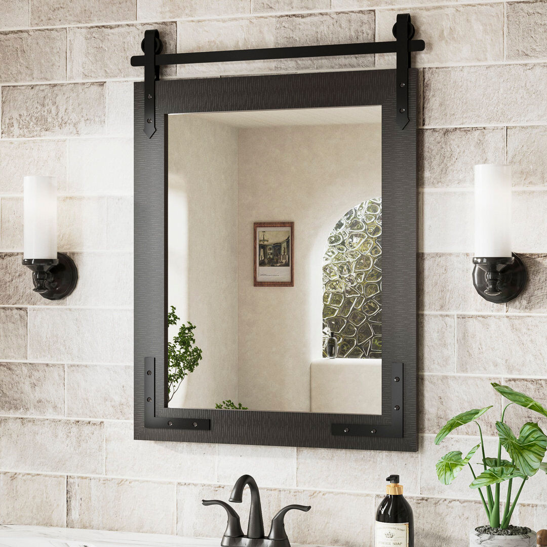 EUkeonjinn Solid Wood Rectangle Wall Mirror Black 71.1cm x 50.8cm