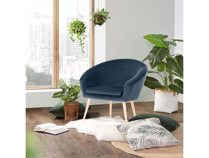 Sessel Tippytoe IV Blau/Dunkelblau Microfaser Buche Hell 73 x 73 x 66cm