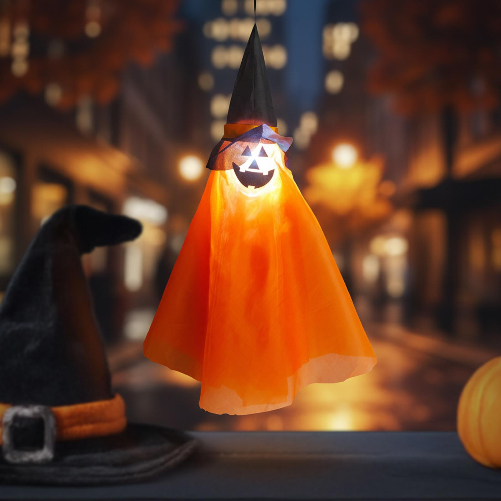 GLOBIZ Halloween-decoratie pompoen met RGB LED-verlichting en ophanghaak