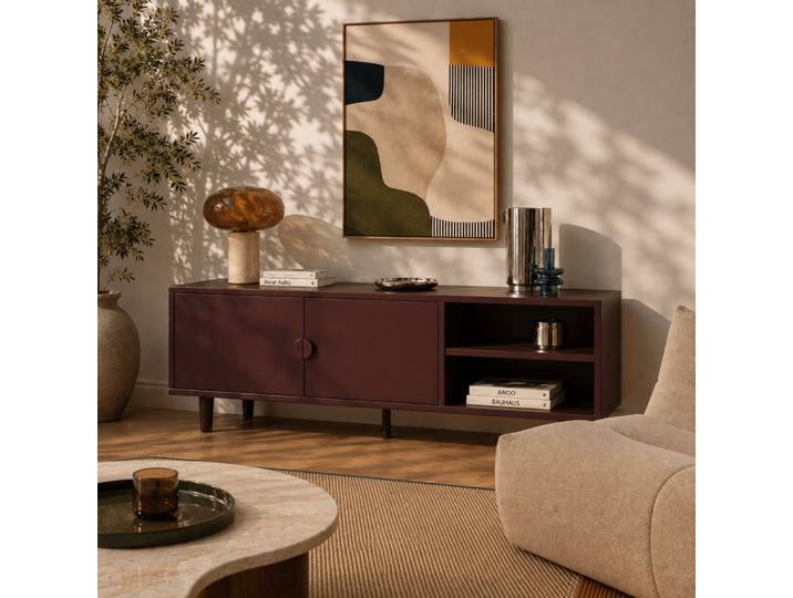 Meuble tv métal bordeaux 180cm