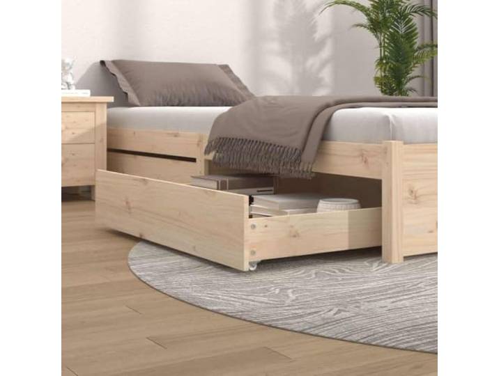 KGTKGTYER Bettschubladen 2 STK. Massivholz Kiefer, Stauraum-Boxen Rustikale Optik, Leichtgängige Rollen, Für Teppich & Holzböden