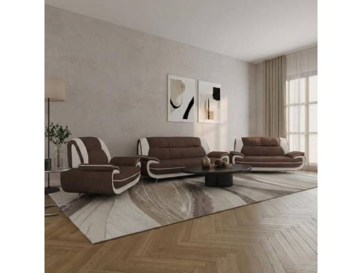 Imebel Onyx Sofa Set 3-2-1 – Couchgarnitur mit 3-Sitzer, 2-Sitzer und Sessel – Stoffbezug, Chromfüße