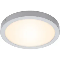 Deckenleuchte Deckenlampe Büroleuchte Aufbaupanel chrom Wohnzimmerleuchte rund, Kunststoff Metall, 1x LED 21,4W 2200lm 3000K warmweiß, DxH 30x3,2 cm