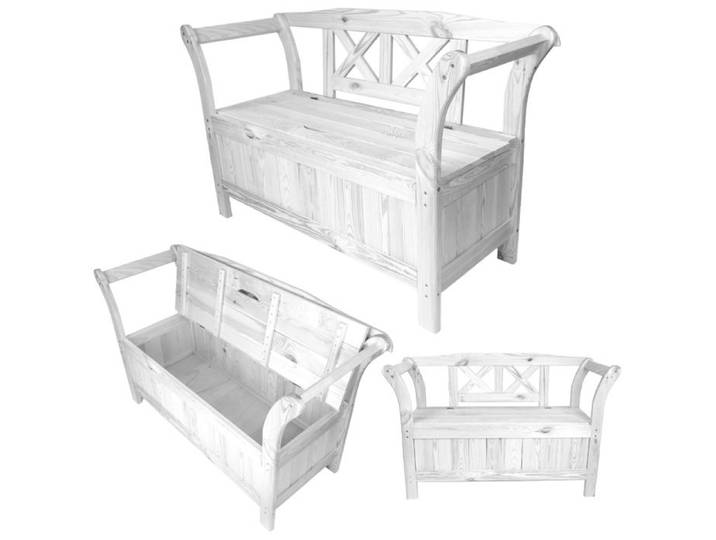 KADAX banc de jardin avec coffre Lena blanc