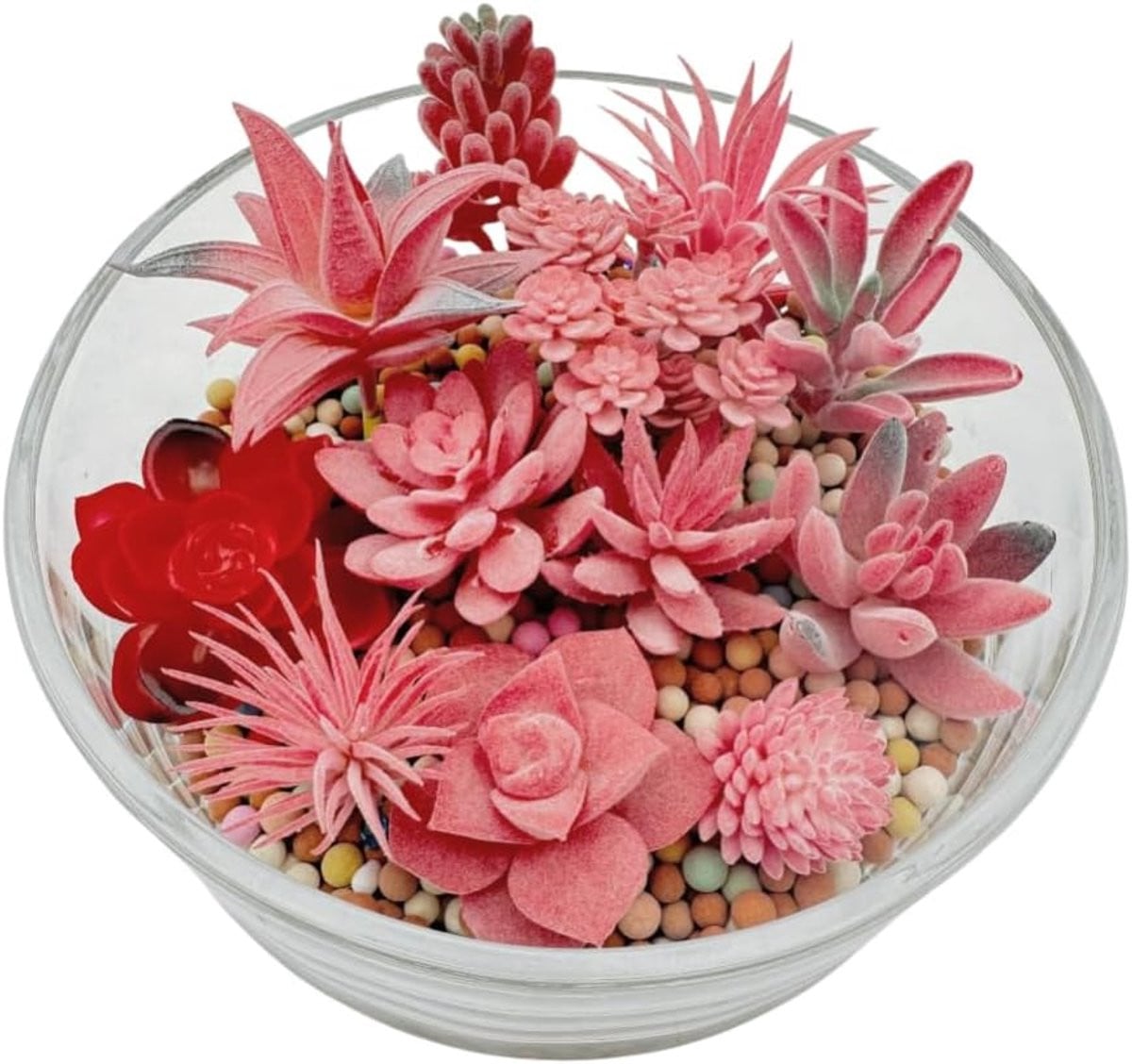 Set van 12 mini kunstmatige vetplanten in het roze van ShopVlot
