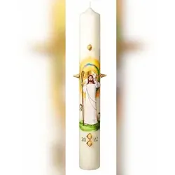 Kopschitz Kerzen Osterkerze 60 x 8 cm mit 10% Bienenwachs mit aktueller Jahreszahl (Motiv #640)
