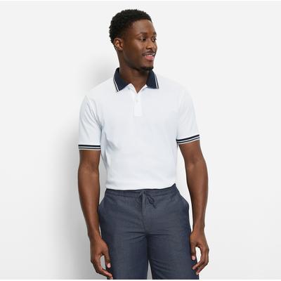 Poloshirt OLYMP "Casual", Herren, Gr. L, weiß, Piqué, Obermaterial: 100% Baumwolle, Shirts, farbliche Kontrast-Details