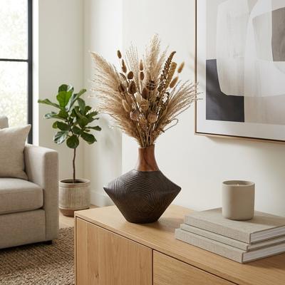 Sagebrook Home Kenai Wood And Metal Vase, Novelty