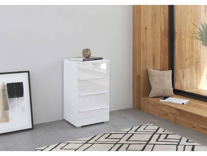 Commode en verre 40cm Blanc/Blanc alpin