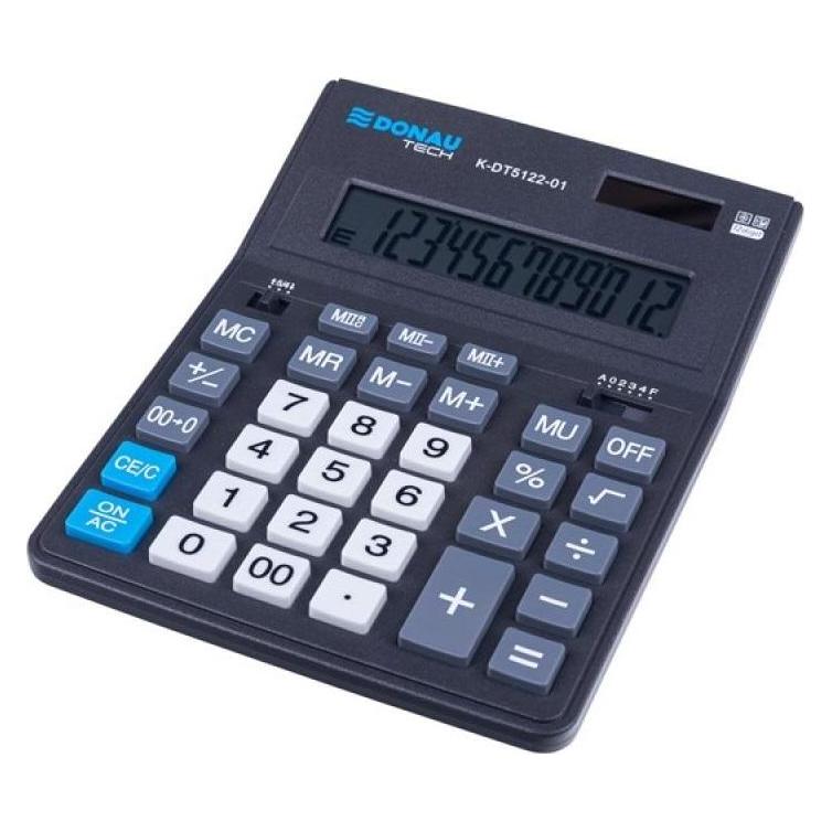 Donau Bürorechner tech, 12-stellig, anzeige, masse 201x155x35mm, schwarz (Batteriebetrieb, Solarenergie) (47273752)