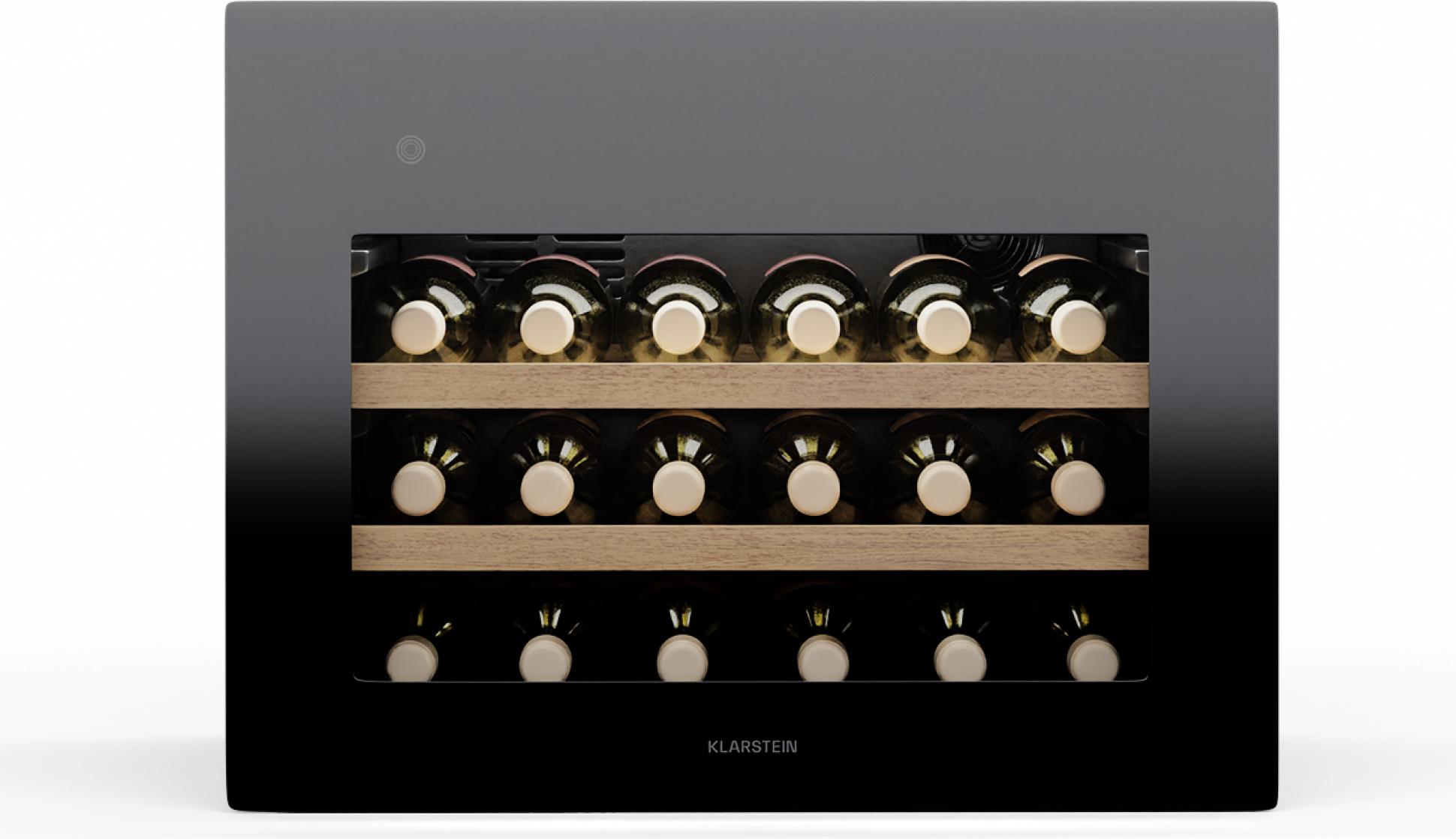 Klarstein Rhone 28 Uno Weinkühlschrank - 28 Flaschen, 1 Zone, 5-20 °C, LED-Steuerung, Push-to-Open-Tür, UV-Schutz, Leiser Betrieb, Schwarz