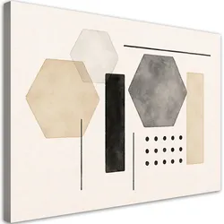 LEINWANDBILD Abstrakte Geometrie Minimalismus Beige Grau 60x40cm