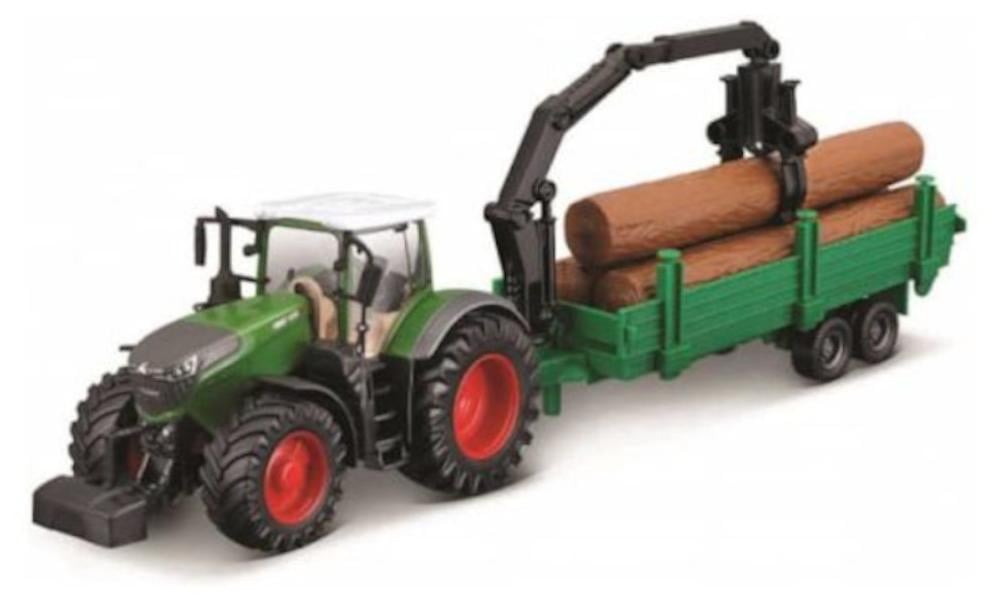 Bburago Fendt 1050 Vario Tractor met houttransportwagen 18-31677