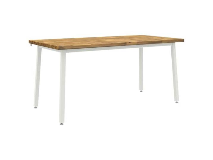 LKJephalotrope Esstisch Massivholz Akazie 160x80x75 cm Weiß Modernes Design für Esszimmer & Wohnzimmer: Rechteckiger Küchen-Tisch mit verzinkten Stahlbeinen & verstellbaren Füßen.