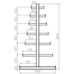 META Regalbau 97847 Kragarmregal-Grundfeld (B x H x T) 2700 x 2000 x 1090 mm Stahl sandgestrahlt, pulverbeschichtet Enzian-Blau