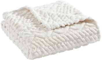 Nautica Cable Knit Plush Throw Blanket With Self Reverse, Extra Warm (50X60 Inches)