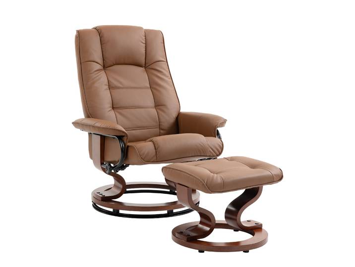 Relaxsessel Leder VITALII mit Hocker braun