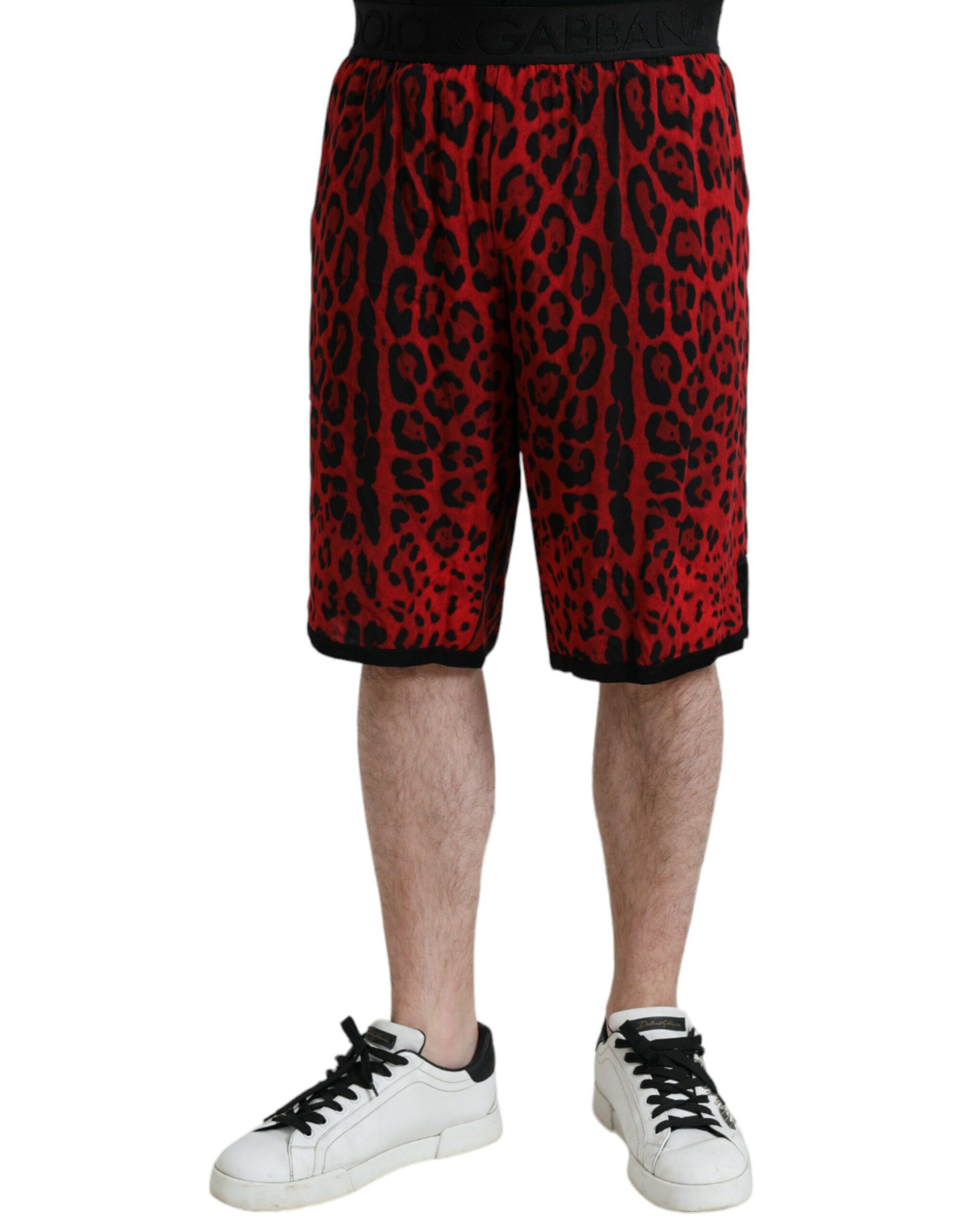 Rode Luipaardprint Shorts Stijl Pan75018