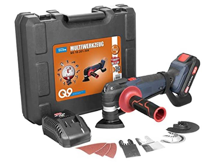 Güde 58516 MW 18-201-30K Outil multifonction (système de batterie 18 V E3\, batterie 2\,0 Ah\, chargeur rapide 3\,0 A\, 27 pièces -