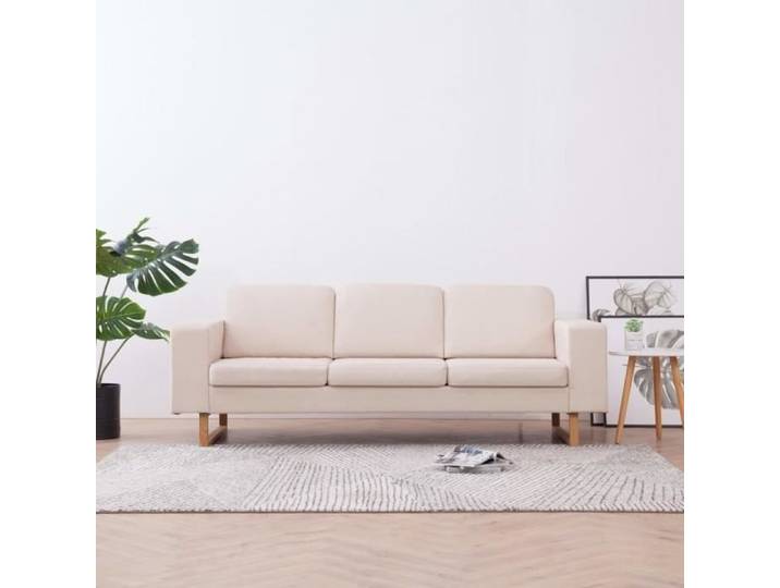 Canapé 3 places en tissu crème - P124 - Beige - 124 cm - Élégant et confortable
