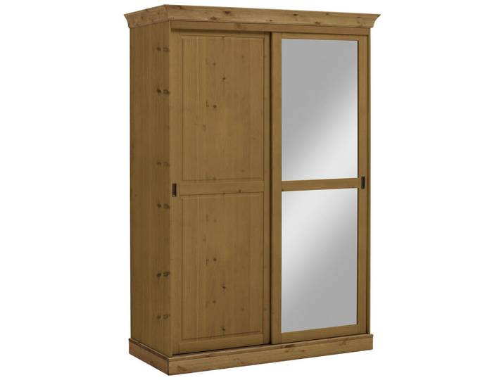 Schiebetürenschrank, Laugenfarbig, 150x220x69 cm, Massivholz, 4 Fächer