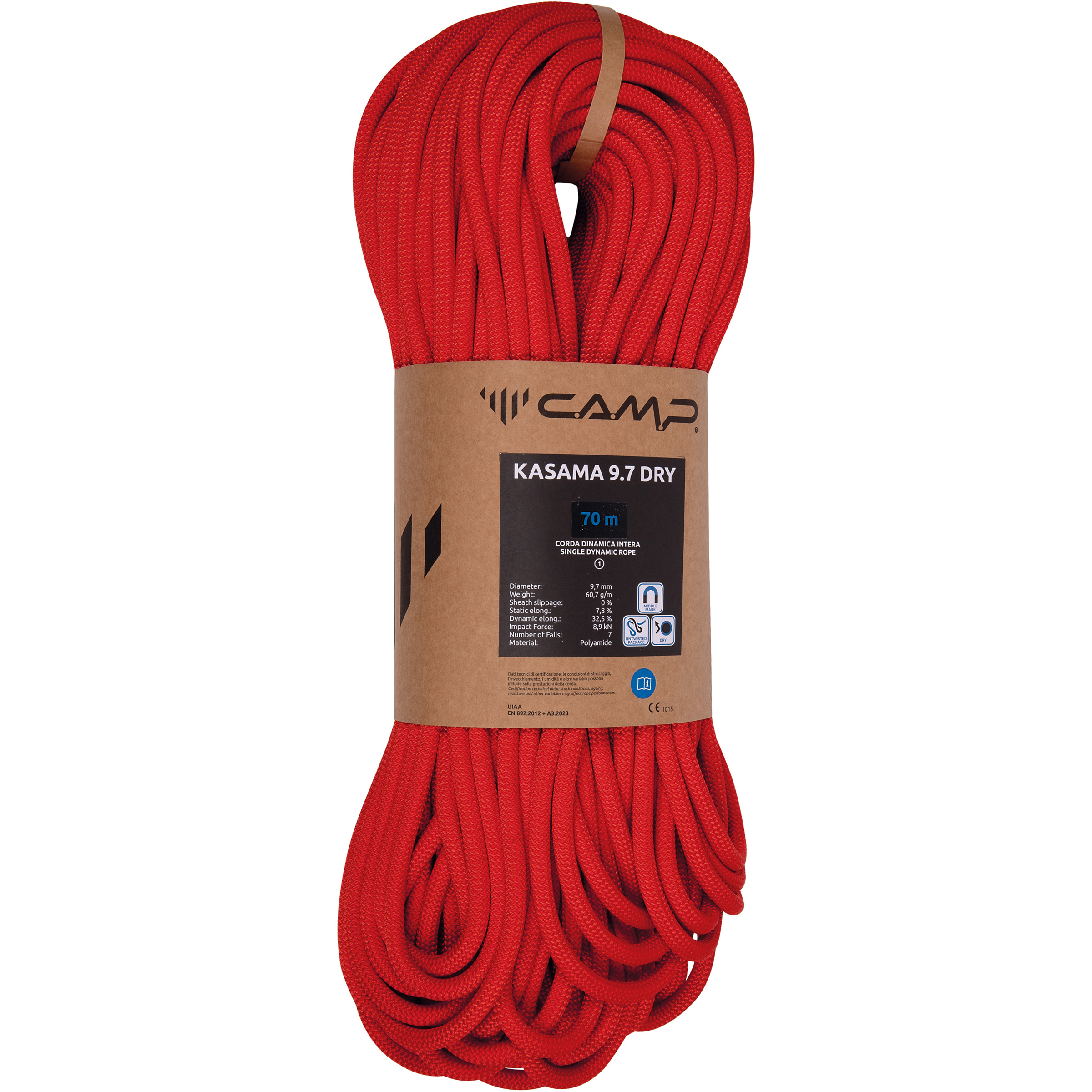 Camp Kasama 9.7 Dry Kletterseil Kletterseile rot Größe 50M Sportklettern